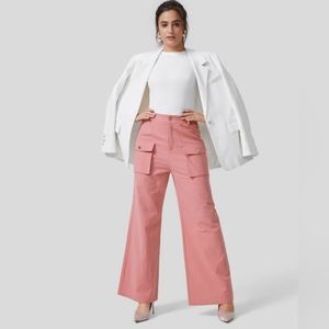 HALARA High Waisted Button Zipper Cargo Pocket Wide Leg Casual Cotton Pa…